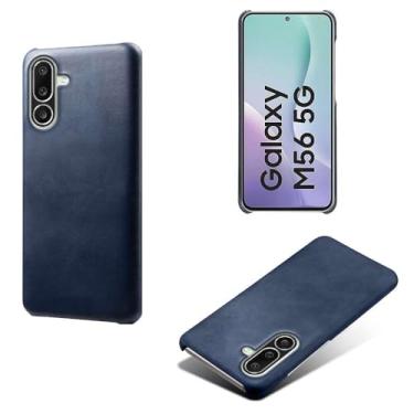 Imagem de Capa para Samsung Galaxy M56 5G,Proteção contra quedas,Casca de volta de cor sólida simples,Design de couro de imitação de plástico-Blue