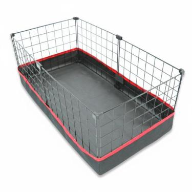 Imagem de Cercado Porquinho da Índia 40x80cm Aramado Preto com Bandeja Higiênica