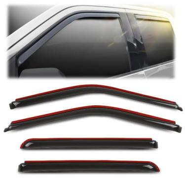 Imagem de G-PLUS 4 peças de viseiras de janela no canal, protetor solar e chuva, defletor de vento lateral, compatível com Ford F150 Supercrew 2015-2025, serve para Ford F150 Raptor SuperCrew 2017-2025 4 peças