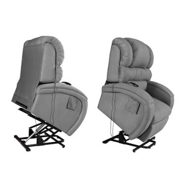 Imagem de Poltrona Imperial Suede Cinza Lift Motorizada Conforto Para Idosos e Pós-Cirúrgico