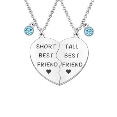 Imagem de DATOA Colar alto/curto para melhor amiga para 2 colares com pingente de coração dividido combinando joias da amizade, presente de aniversário de Natal para irmã melhor amiga mulheres, Aço inoxidável