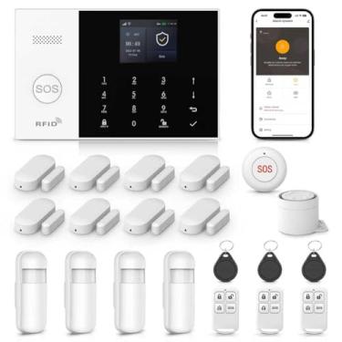 Imagem de LWOHSI Sistema De Alarme Segurança Residencial, Kit Wifi+Gsm Com Alerta Aplicativo Telefone, Sensor Porta/Janela, Controle Remoto Para Casa, Apartamento