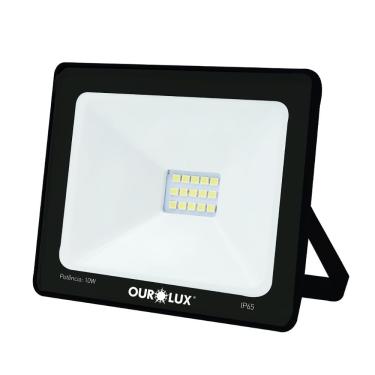 Imagem de Projetor Led Slim 10w Preto 3000k - Ourolux Refletor Led Slim 3000k 10w Preto Bivolt