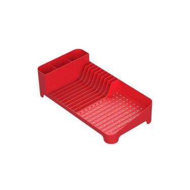 Imagem de Escorredor De Louça Trium Compact Vermelho Cozinha Pratos Ou