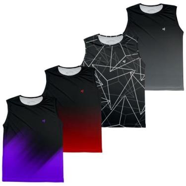 Imagem de Kit 4 Regata Cavada Camiseta Academia Masculina Dry Camisa Musculacao 