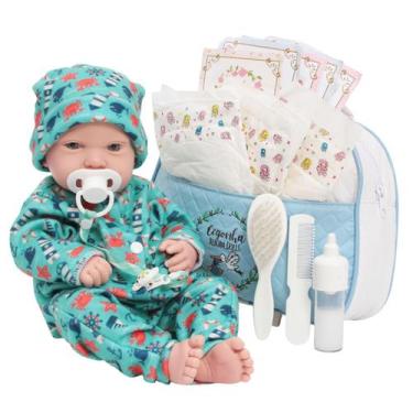 Imagem de Boneco Reborn Bebê Realista 100% Silicone Menino Com Bolsa - Cegonha R