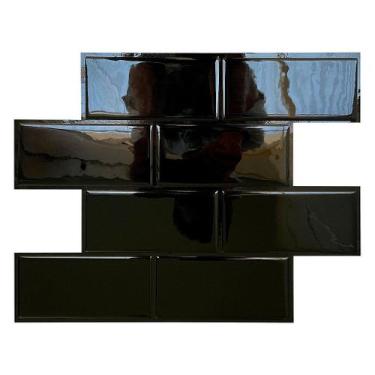 Imagem de Pastilha Adesiva Resinada Metro Black com Rejunte Preto - 38,5cm x 29,