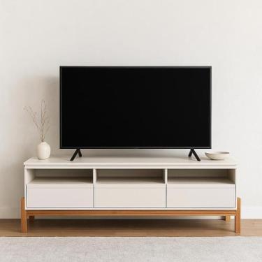 Imagem de Rack Para TV até 55 Polegadas 100% MDF e Pés Madeira Maciça Tiê CabeCa