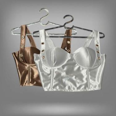 Imagem de Kit 2 Blusa Feminina Corset Croped Feminino Top Corselet Verão Malha A