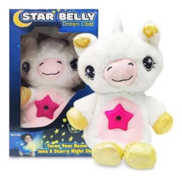 Imagem de Urso Pelucia Com Projetor Estrelas Noite Iluminada Unicornio Musical Luz Noturna Criança Bebe