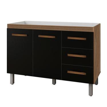 Imagem de Balcao Para Pia 3G 2P 120 cm Bianca Mobbs - Moblis Móveis, Savana Pret