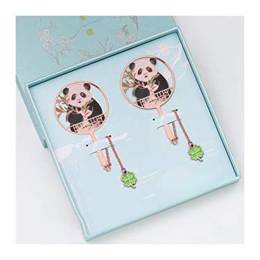 Imagem de SUNESA Marcador de página de metal panda - Marcador de página requintado bonito marcador de página de metal redondo com correntes e borlas, presente ideal para leitoras mulheres e crianças marcador de