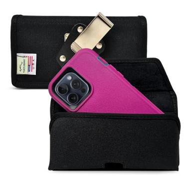 Imagem de Turtleback Capa com coldre projetada para iPhone 12 Pro Max 5G (2020) serve com OB Defender, bolsa coldre de nylon preto com clipe giratório para cinto resistente, horizontal, fabricada nos EUA
