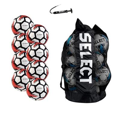 Imagem de Select Bola de futebol clássica V21, pacote de 8 bolas com bolsa esportiva e bomba de mão, branca, tamanho 3