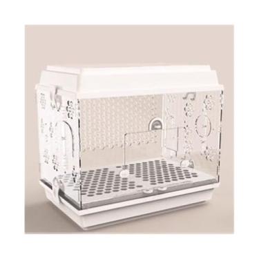Imagem de Gaiola de pássaro gaiola de papagaio transparente de acrílico grande ornamental chassi removível fácil de limpar ninho de pássaro (branco)