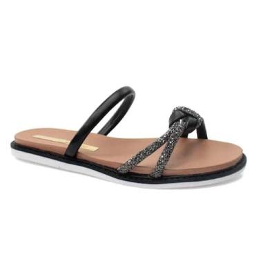 Imagem de Rasteira Feminina Casual Moleca Glitter Black, Diamond, Black, 37