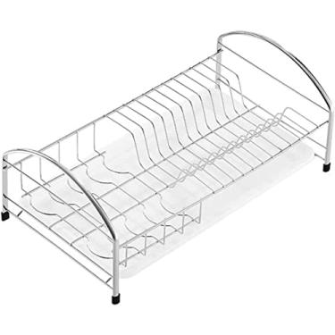 Imagem de Escorredor de pratos escorredor de pratos de aço inoxidável 304 pequeno escorredor de pratos de camada única rack de talheres prateleira de talheres cesta de talheres