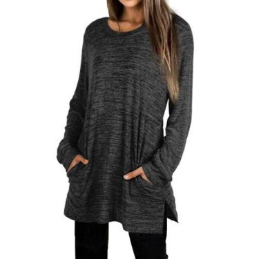 Imagem de Moletom XIEERDUO Plus Size feminino preto com gola redonda 2GG