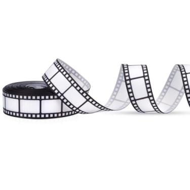 Imagem de MAYJOYDIY Fitas de fita de filme de 10 metros fita para carretel de filme 2 cm vintage borda de tira de filme decorações de festa de cinema para teatro, mesa de cinema, decoração de casa, embrulho de