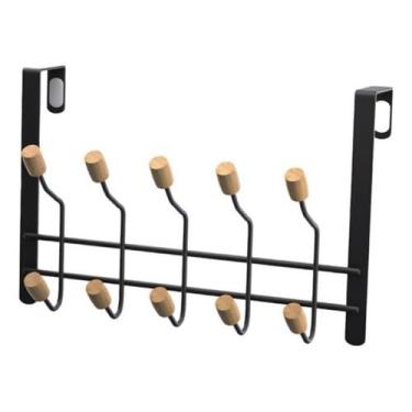 Imagem de Cabide De Porta Pendurar Gancho Roupas Toalha 10 Ganchos(Preto)