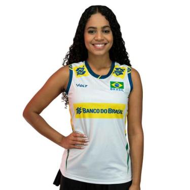 Imagem de Camisa de Vôlei Regata Brasil 2025 Branca Feminina - Volt, GG