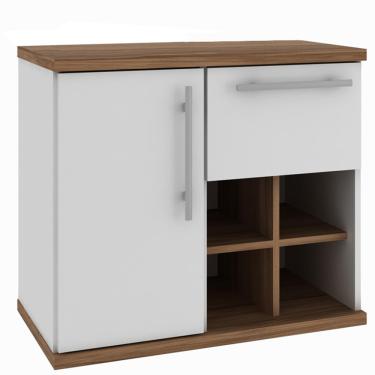 Imagem de Balcão Gabinete Suspenso Para Banheiro 70cm 01 Gaveta Veneza B06 Branco Nogal - Lyam Decor