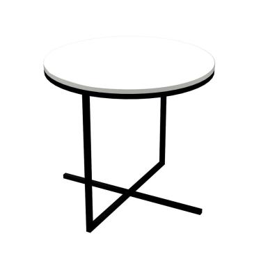 Imagem de Mesa de Centro Volpi Branco Base Metálica Preto 46 cm A05 - D'Rossi