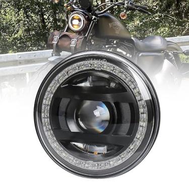 Imagem de PXPART Farol de LED de 14,6 cm com feixe branco DRL Hi-Lo, farol de motocicleta de 5 3/4 LED compatível com Harley Sportster Dyna Softail Iron 883 Street Bob Night Rod Low Rider Wide Glide Deuce