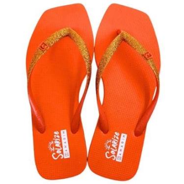 Imagem de Chinelo de Dedo Feminino Casual Dia a Dia Passeio Praia Bico Quadrado com Glitter Ramarim Solarize 1-Feminino