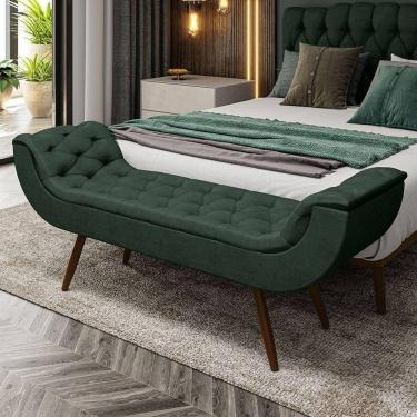 Imagem de Recamier Puff Estofado Queen 160 Cm Drusa Veludo Verde