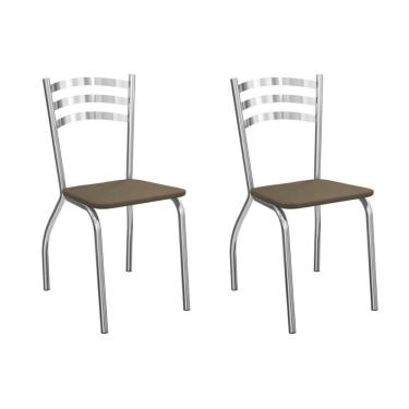 Imagem de Kit 2 Cadeiras Sala Jantar Portugal 2c007cr Aço 2 Un Cromado-suede Cappuccino - Kappesberg