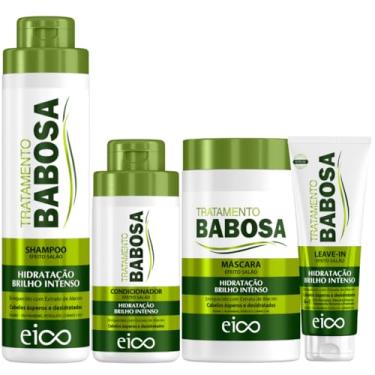 Imagem de Kit Babosa Shampoo 800ml Condicionador 450ml Máscara Hidratação 1Kg Leave-In Protetor Térmico 200ml