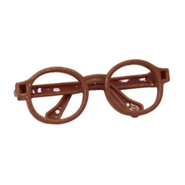 Imagem de YIJU Óculos de boneca, figura, vestir-se, óculos de presente, moda, óculos, acessórios de fantasia para família, amigos, brincadeira de faz de conta, Natal, Cáqui