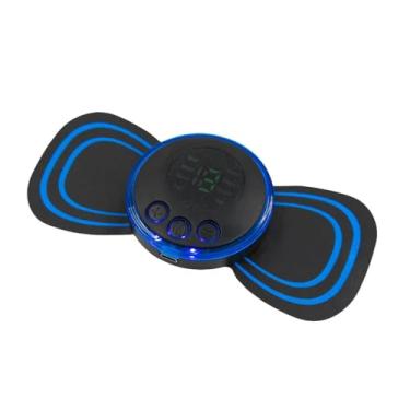 Imagem de Mini Massageador Corporal, Eletroterapia Digital com 6 Modos, Preto e Azul, USB, para Alívio de Dores Musculares, Cervical, Lombar e Abdômen, 15x6.5cm