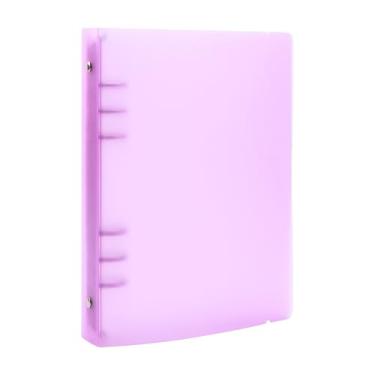 Imagem de A5 Capa de fichário de 6 anéis com fecho de botão de pressão, pastas soltas de folhas soltas, protetor de caderno translúcido para páginas planejadoras de 6 furos, refil de enchimento e pastas para