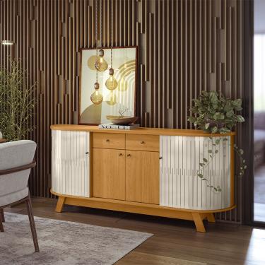 Imagem de Balcão Buffet Sala de Jantar 183cm Tavillo Cinamomo/Off White M20 - D'Rossi