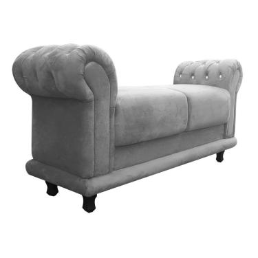 Imagem de Recamier Barcelona Namoradeira Calçadeira Suede Com Strass Cinza