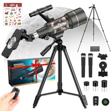 Imagem de Telescope for Adults & Kids - NACATIN 70mm Aperture (15X-150X) Portable Refractor Telescopes for Astronomy Beginners,300mm Professional Travel Telescope,Grey