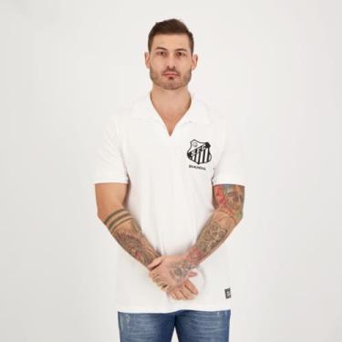Imagem de CAMISA RETRÔ SANTOS 1963 BI MUNDIAL BRANCA, ESCUDO BORDADO, MASCULINA, GG