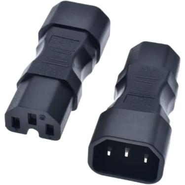 Imagem de Adaptador de plugue conversor C14 para C15, IEC320 C14 plugue macho de 3 pinos para C15 Adaptador de tomada de alimentação fêmea de 3 pinos (C14 a C15)