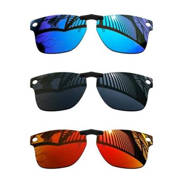 Imagem de MYCOURAG 3 pares de lentes polarizadas com proteção UV para óculos de sol Ray-Ban Meta Wayfarer RW4006-50-22 – preto sólido + azul gelo + vermelho fogo