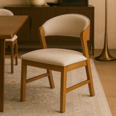 Imagem de Cadeira Madeira Maciça Design Italiano Sofisticada Siena Amendoa