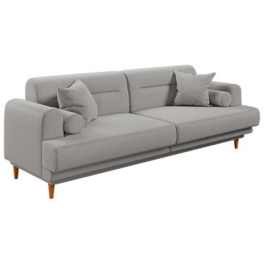 Imagem de Sofá Living Coimbra 2,20m Em Linho Pés Em Madeira Cor Grafite 2342