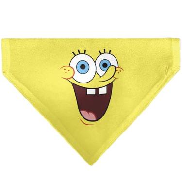 Imagem de Bob Esponja Calça Quadrada Pet Bandana Bob Esponja Calça Quadrada Excitada Sorriso Expressão Amarela Colarinho Bandana Apenas