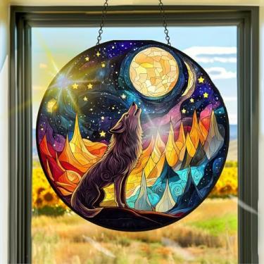 Imagem de Apanhador de sol de acrílico colorido, apanhadores de sol, lua lobo, decoração de janela, arte de parede de criador de arco-íris, para quarto, varanda, interior e exterior, jardim, enfeites de Natal