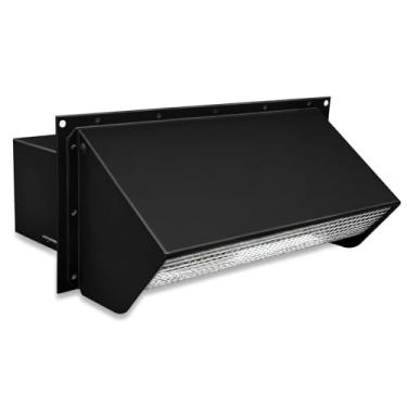 Imagem de Tampa de ventilação de parede para exaustão de micro-ondas e fogão, ventilação de exaustão de 8,5 cm x 25,4 cm, branca, para cozinha banheiro RV ventilação de duto externo (preto)