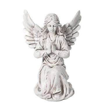 Imagem de Estátua de resina de anjo orando 25,5 cm de altura para ambientes inte