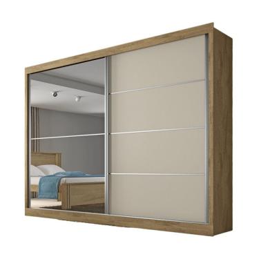 Imagem de Guarda Roupa Verona Plus 1 Porta Espelhado 100% Mdf Amêndoa-off White-amêndoa