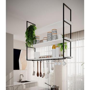 Imagem de Nicho De Teto Indústrial Denver 120cm Preto E Branco - Cor: Preto