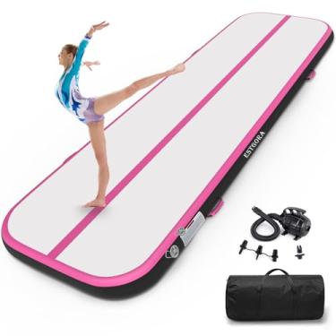 Imagem de Estgora Tapete de ginástica, tapete de ginástica, pista inflável de queda de 6 m, 5 m, 4 m, 3 m para crianças, uso doméstico, academia, líder de torcida com bomba elétrica